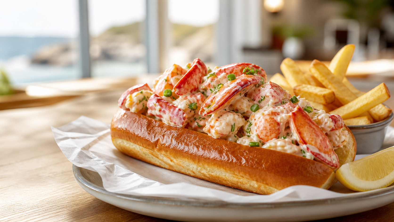 Lobster roll with chips