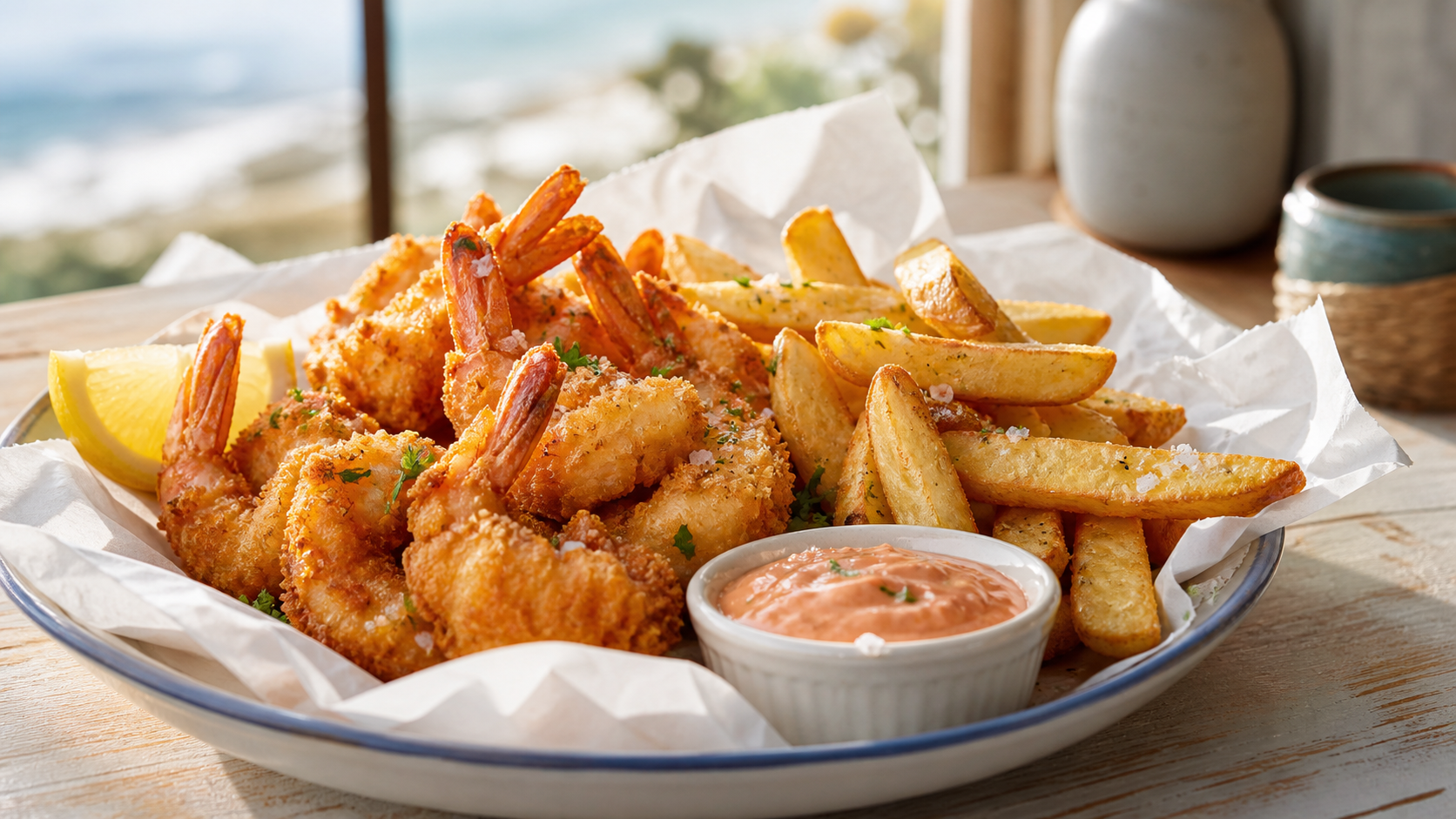 Fried shrimp and chips